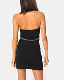 Koenig Mini Dress in Black with Silver Chain