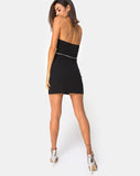 Koenig Mini Dress in Black with Silver Chain