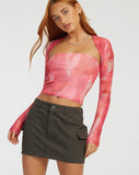 image of Kouna Bandeau Crop Top and Shrug Set in Abstract Blurred Pink