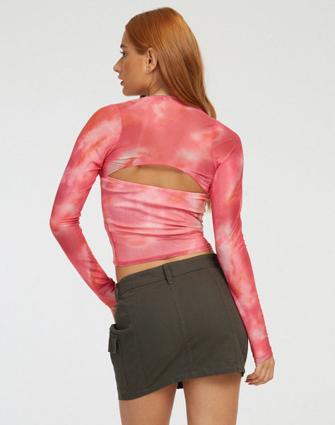 image of Kouna Bandeau Crop Top and Shrug Set in Abstract Blurred Pink