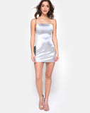 Kozue Dress in Satin Icy Silver