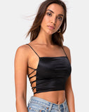 Image of Ozka Crop Top in Satin Black