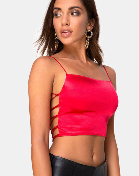 Tisya Crop Top in Satin Red