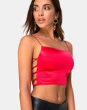 Ozka Crop Top in Satin Red