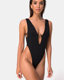 Kristie Swimsuit in Black Mini Rib