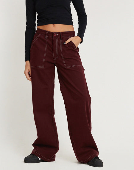 Hansa Cargo Trouser in Burgundy