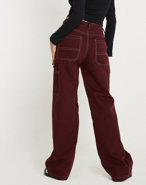 image of Kusnaedi Wide Leg Trouser in Black and White Top Stitch