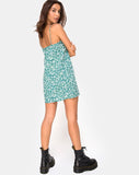 Kumala Slip Dress in Floral Field Green