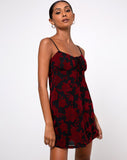 Kumala Dress in Romantic Red Rose Flock