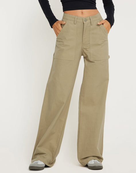 image of Kusnaedi Wide Leg Trouser in Stone