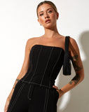 image of Kyana Corset Top in Black with White Stitch