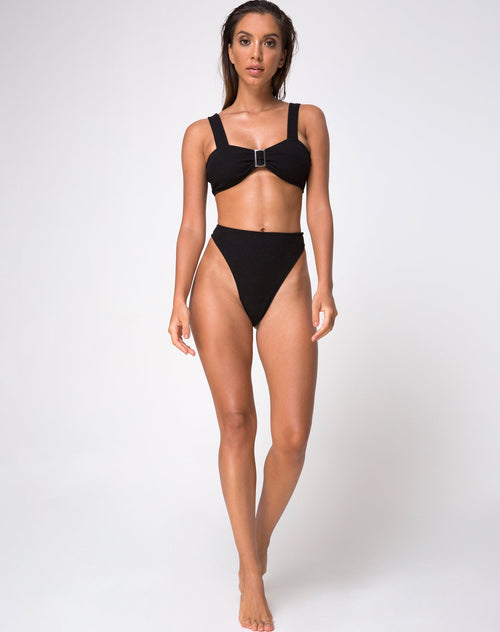 Image of KYLA BOTTOM BIKINI BLACK MINI RIB