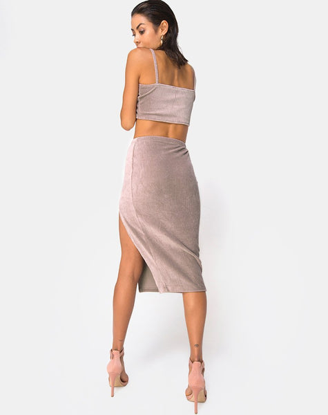 Kylie Crop Top in Rib Taupe