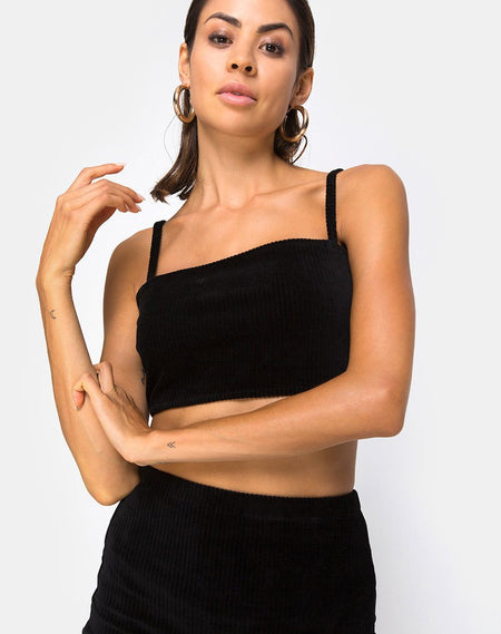 Trata Crop Top in Velvet Black