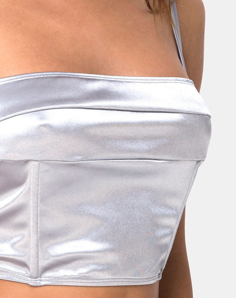 Kynette Crop in Satin Ice Silver