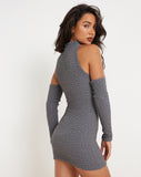 image of Kyoka Long Sleeve Mini Dress in Bubble Charcoal