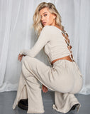 Image of Lacy Crop Top in Rib Oatmeal