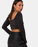 Laman Crop Top in Satin Black