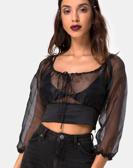 Guinevre Top in Black Net