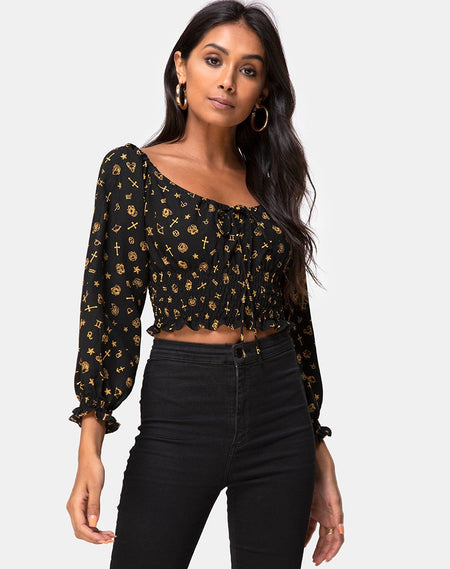 Elina Top in Satin Cheetah Gold