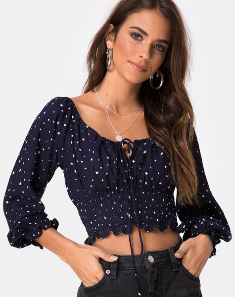 Lancer Crop Top in Stars Struck Navy