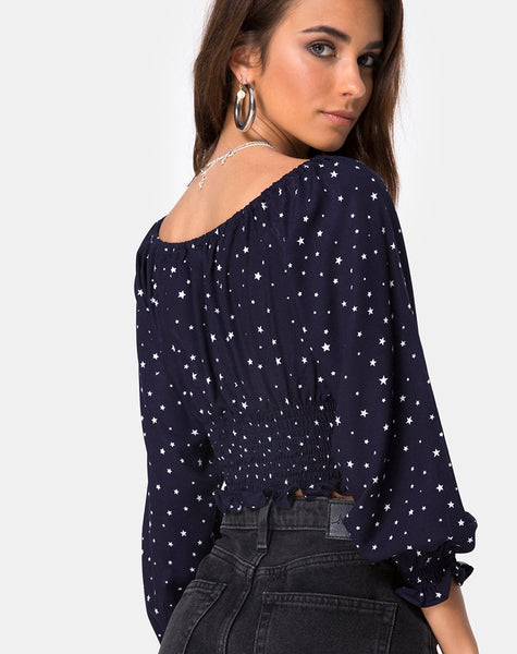 Lancer Crop Top in Stars Struck Navy