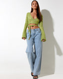 Image of Lania Cardi in Drape Sequin Lime Green