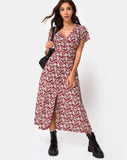 Larin Midi Dress in Floral Charm Red