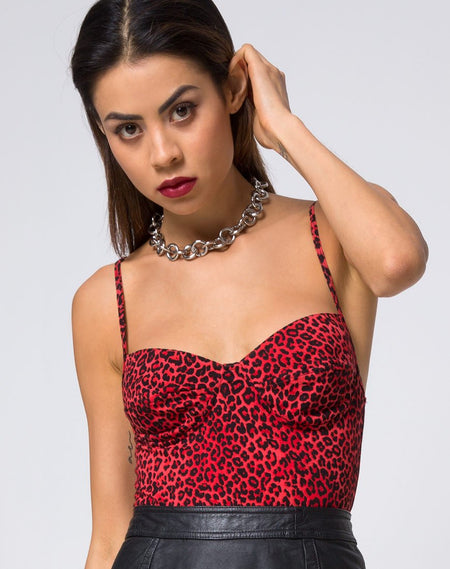 Tisya Crop Top in Satin Red