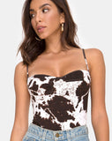 Lanti Bodice in Cow Hide Brown and White