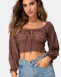 Lancer Crop Top in Satin Rose Chocolate