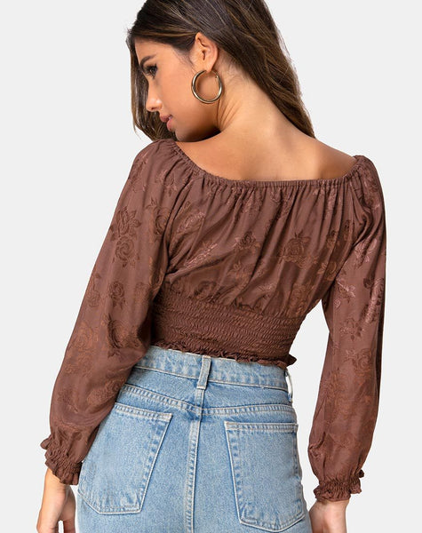 Lancer Crop Top in Satin Rose Chocolate