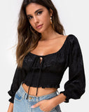 Lancer Crop Top in Satin Rose Black