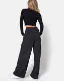 Majustie Trouser in Pinstripe Black