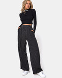 Majustie Trouser in Pinstripe Black