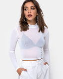 Rhala Crop Top in White Net