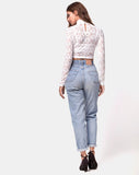 Lara Crop Top in Rose Lace White