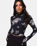 Lara Crop Top in Black Dragon