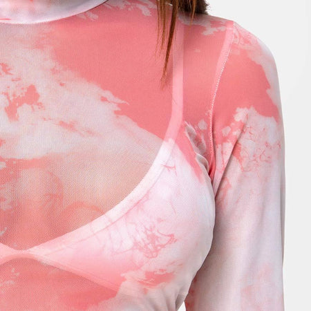 Lara Net Crop Top in Pink Tye Dye