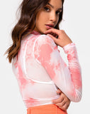 Lara Net Crop Top in Pink Tye Dye