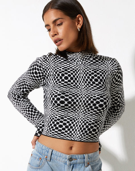 Image of Laria Top in Optic Monochrome Square Black and White