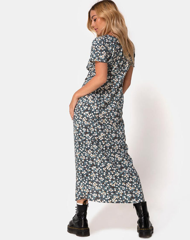 Larin Midi Dress in Floral Field Navy