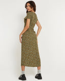 image of Larin Midi Dress in Grungey Floral Khaki