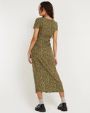 image of Larin Midi Dress in Grungey Floral Khaki