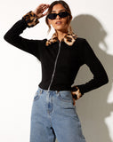 Image of Larita Cardi in Knit Black and Brown