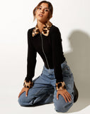 Image of Larita Cardi in Knit Black and Brown