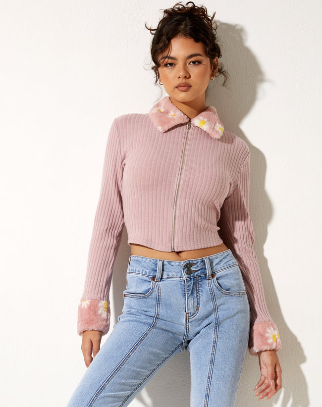 Image of Larita Cardi in Knit Dusky Pink