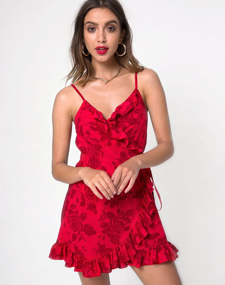 Sanna Slip Dress in Red Bloom