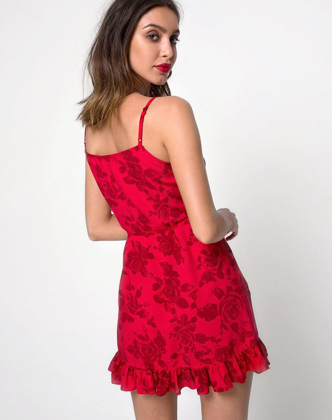 Lasky Slip Dress in Tonal Floral Red