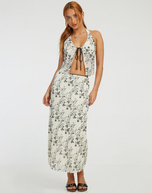 image of Rolam Cami Top in Butterfly Vine Flock White